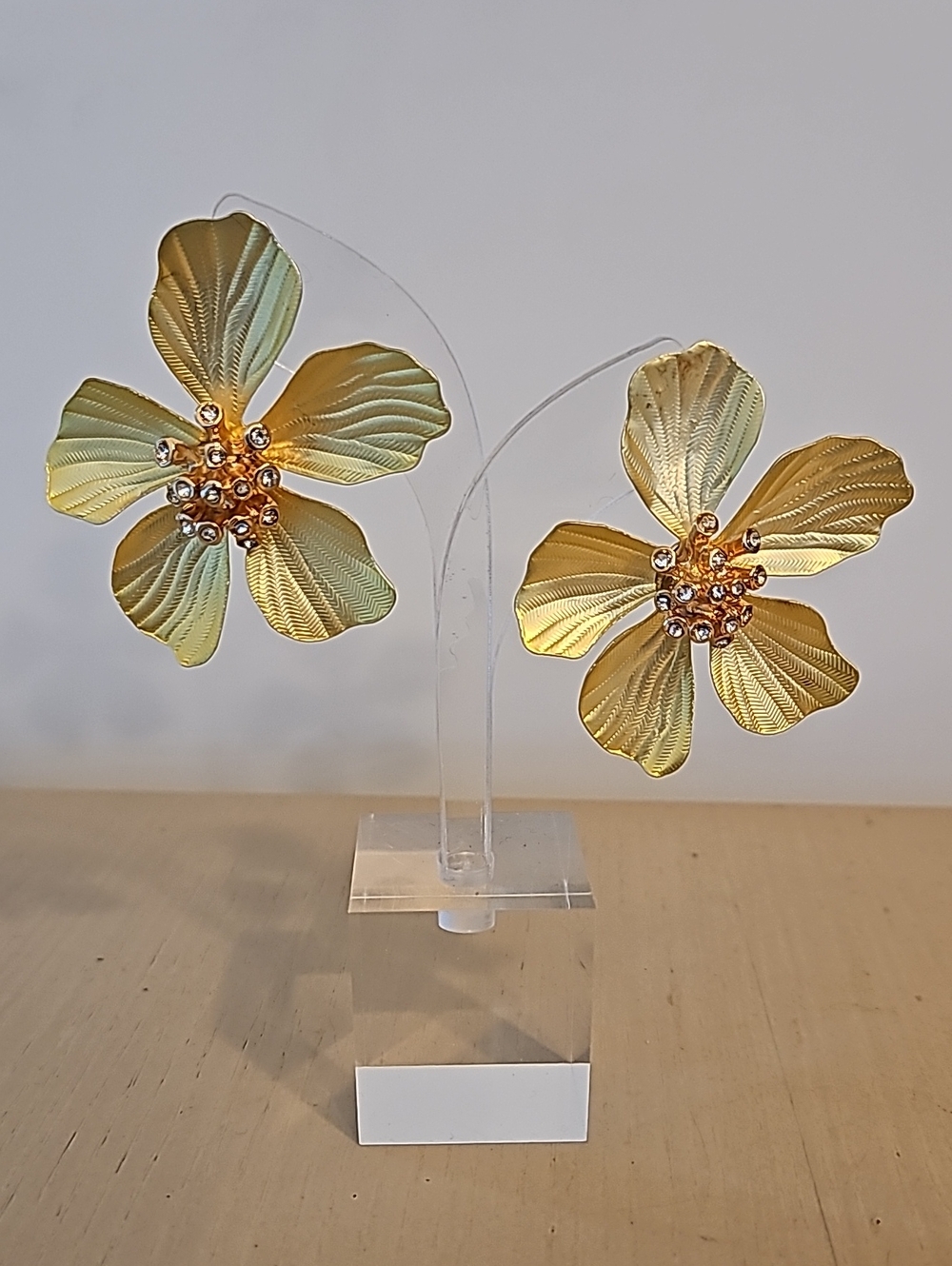 Aldo Gold Floral Crystal Drop Earrings - Picture 9 of 9